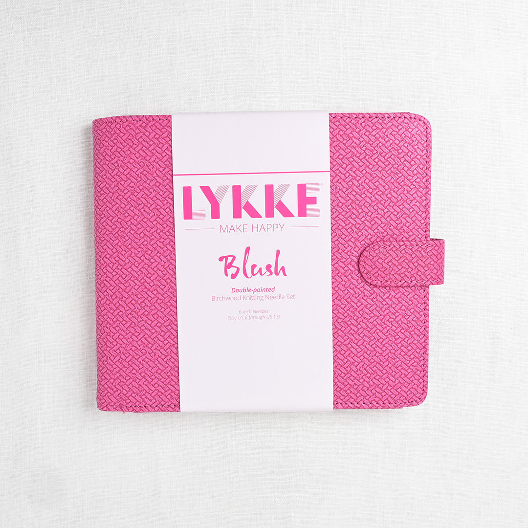 Lykke Blush 6 Double Point Needle Set, US 6-13, Fuchsia Basketweave Case