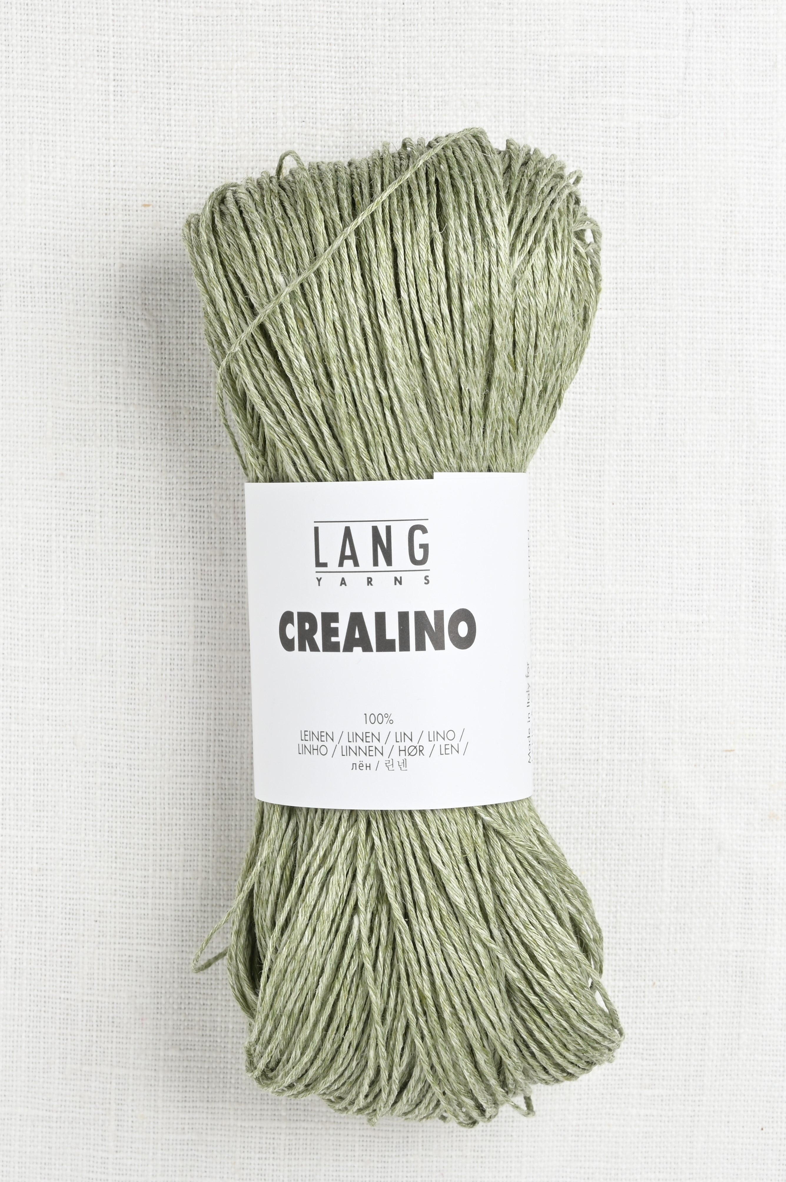 100% linen yarn in Sage green color