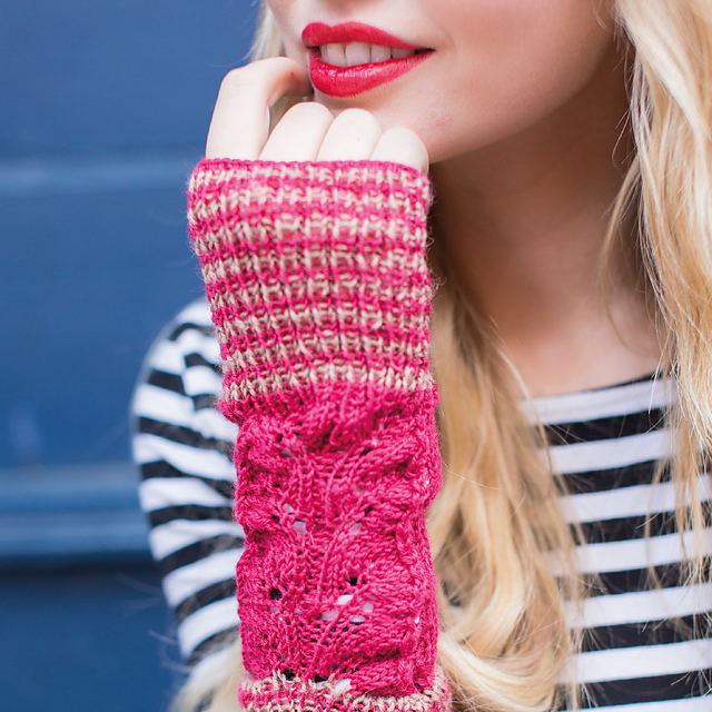 Brittany Lace Beret & Handwarmers by Emma Wright