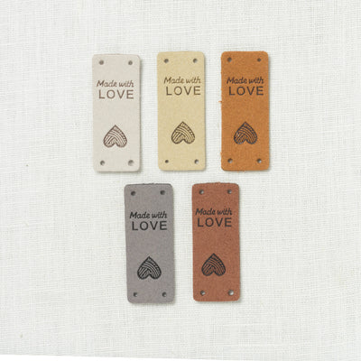 Fox & Pine Faux Suede Made with Love Foldover Tags Neutrals, 5 ct.