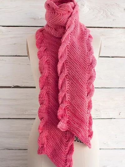 Bias Scarf with Ribbed Cables by Lisa R. Myers