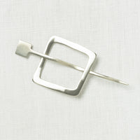 JUL Designs Mid Century Modern Square Shawl Pin, White Brass