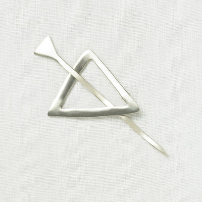 JUL Designs Mid Century Modern Triangle Shawl Pin, White Brass