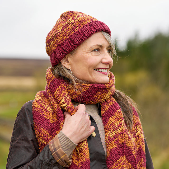 Roisin Chevron Scarf and Hat by Sarah Hatton