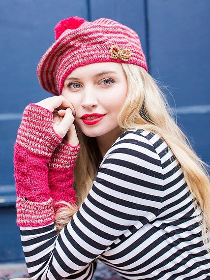 Brittany Lace Beret & Handwarmers by Emma Wright