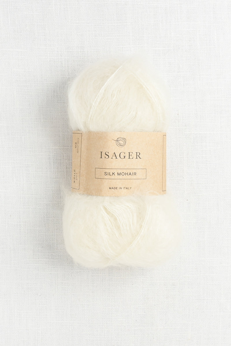 Isager Silk Mohair E0 Natural Undyed