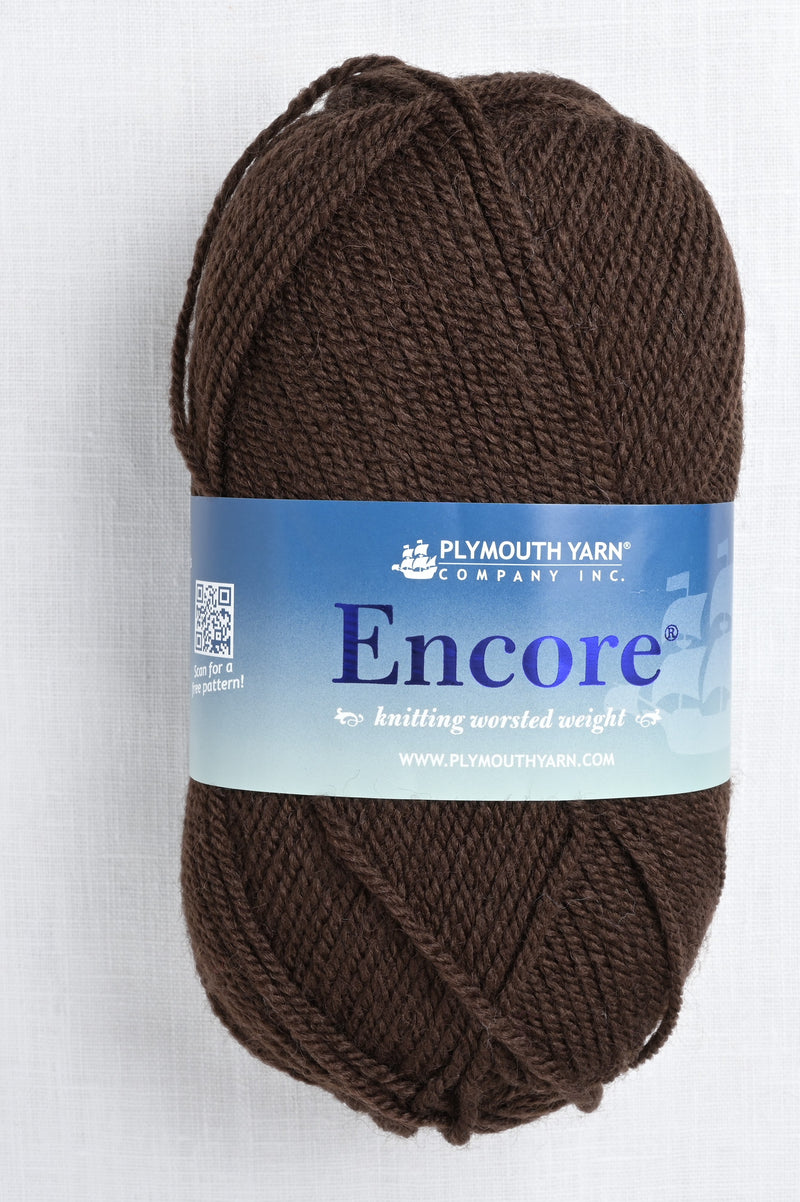 Plymouth Encore Worsted 599 Deep Brown