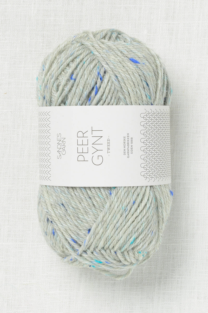 Sandnes Garn Peer Gynt 1502 Light Gray Heather Blue Tweed