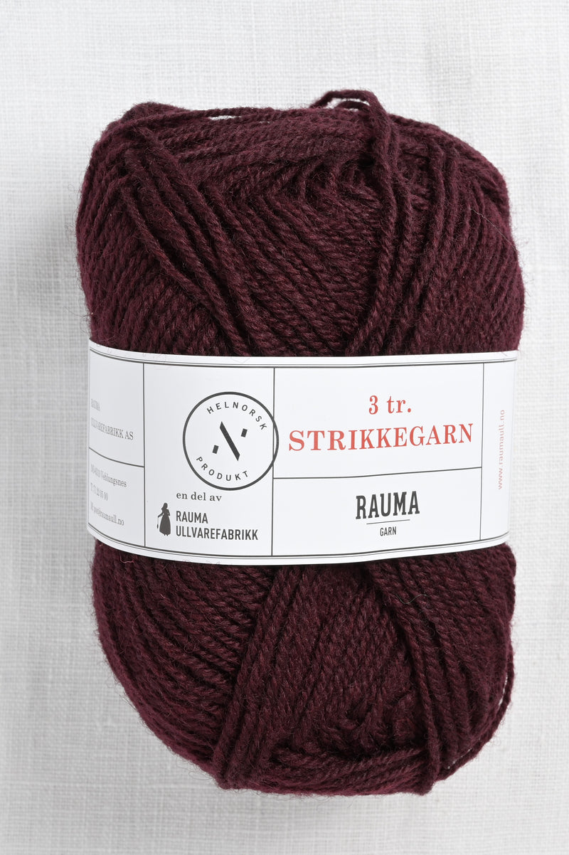 Rauma 3-Ply Strikkegarn 180 Dark Wine