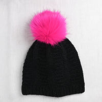 Pink Pop! Faux Fur Pom - Fur Pom - Poms For Beanies - Fluffy Pom Poms- Hot  pink Pom Pom