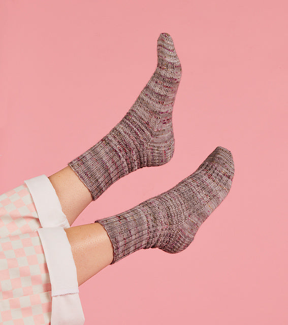 Women's Alice Cozy Gripper Sock - Seashell Pink Stripe - Ramsey