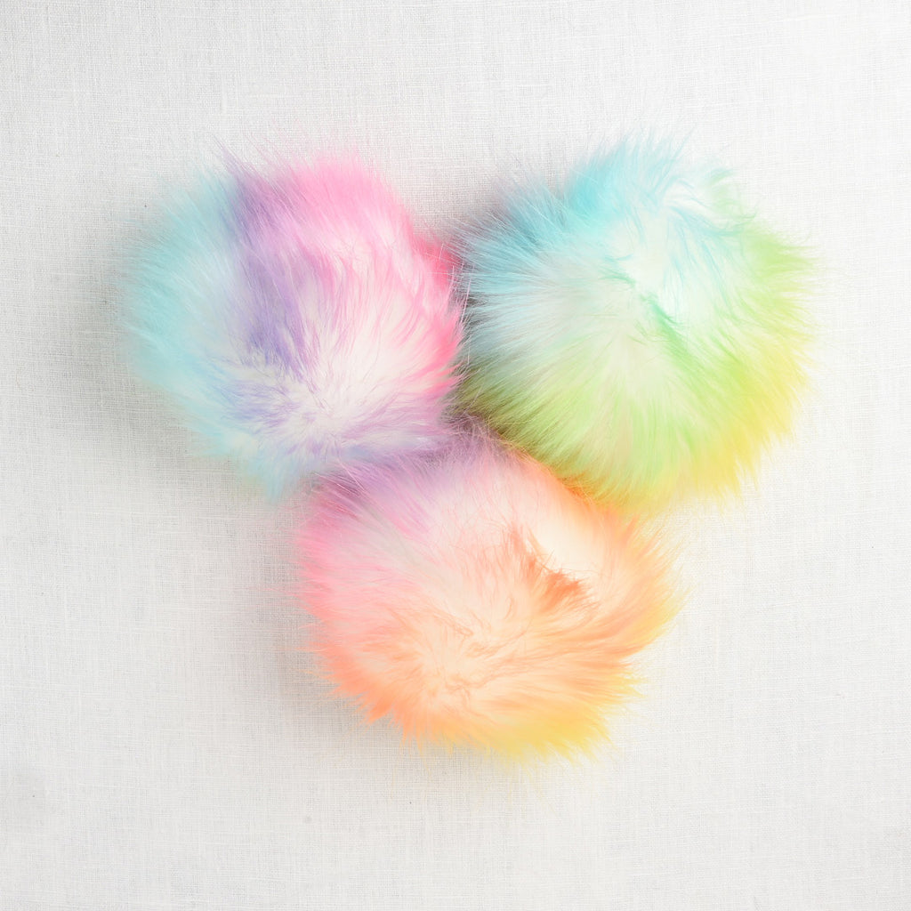 Bright Unicorn / Rainbow Luxury Faux Fur Pom Poms Handmade 