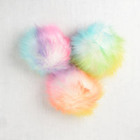 Faux Fur Pom Pom Pink Quartz, Snap Closure